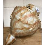 A Victorian opaline glass porch lampshade imitating alabaster, H. 30cm.