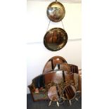 Six mixed size and shape mirrors.