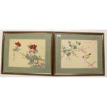 A pair of framed Chinese watercolours, size 56 x 47cm.
