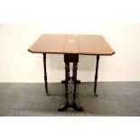 An inlaid mahogany veneered marquetry decorated Sutherland table with purchase receipt, size 56 x