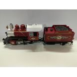 A 1: 20.3 #1 gauge remote controlled locomotive and tender.