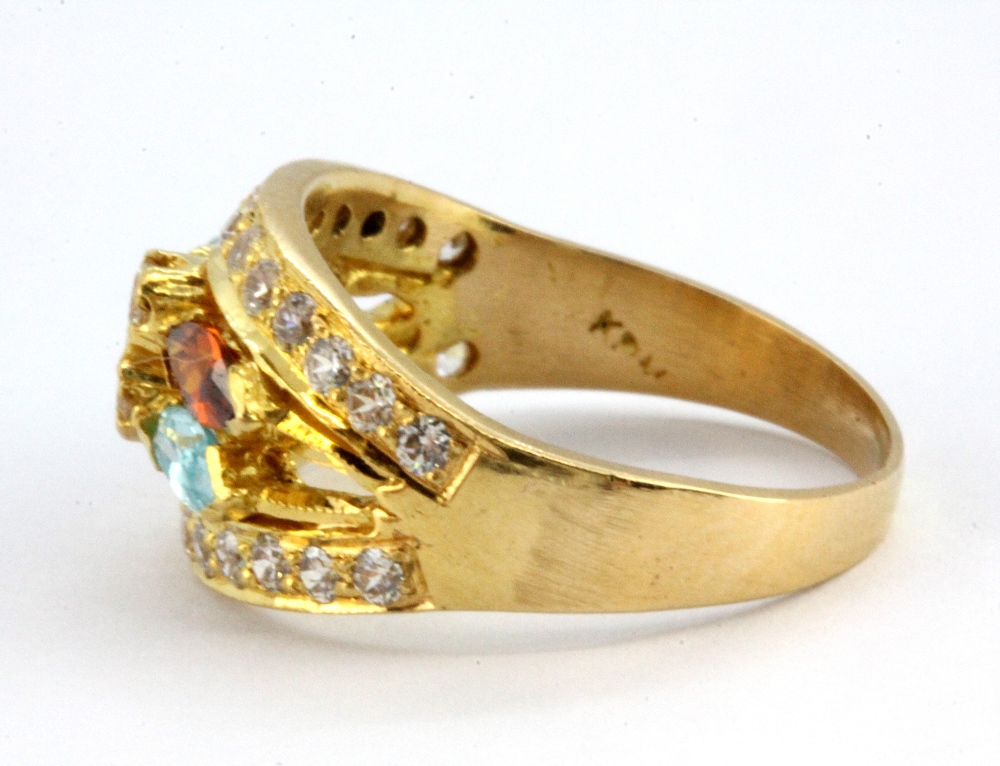 A 22ct yellow gold (stamped 22ct) stone set ring, (M). - Image 2 of 2