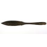 An Oceanic carved wooden fish shaped blade holder, L. 43cm.