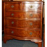 A mahogany bow fronted chest of drawers, 78 x 69 x 45cm.