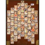 A framed set of cigarette cards of Hollywood stars, frame 56 x 38cm.