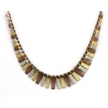 A 9ct three colour gold necklace, L. 40cm.