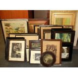A large quantity of framed Victorian and other prints.