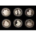 A cased collection of six silver Diana Princess of Wales commemorative coins.