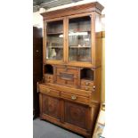 A Victorian carved mahogany bureau bookcase, 235 x 112 x 41cm.