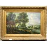A large 19th Century gilt framed oil on canvas of a landscape, frame 96 x 75cm.