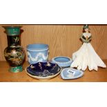 A Carlton ware vase, Wedgwood and other items.