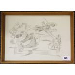 Frank John Minnitt (British, 1894-1958); a framed pencil on paper cartoon, signed F. J. Minnitt