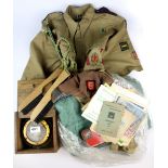 A Scout compass and a quantity of Scouts related items.