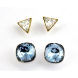 Two pairs of boxed Swarovski stone set earrings.