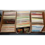 Three boxes of over 300 jazz and swing LP records.