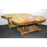 Two onyx and gilt brass coffee tables, 114 x 45cm. 116 x 45cm.