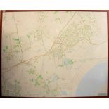 A large framed map of Corringham, Essex and the surrounding areas, frame 123 x 151cm.