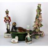Five items of French porcelain items, tallest H. 36cm.