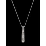 A 9ct white gold diamond set pendant and chain, pendant L. 2.5cm.