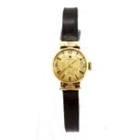 A lady's 9ct yellow gold wrist watch.