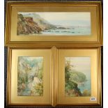 Walter Henry Sweet (1889-1943) Three gilt framed watercolours, frame 42 x 32, 69 x 34cm.