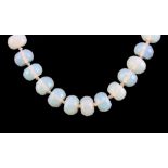 A faceted opalite bead necklace, L. 40cm.