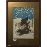 A Japanese framed woodblock print of a Kabuki actor, framed size 55 x 41cm.