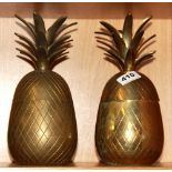 A pair of 1970's brass pineapple boxes, H. 24cm.