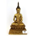 A Siamese gilt bronze figure of the seated Buddha, H. 25cm.