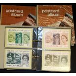 Three albums of stamp postcards.