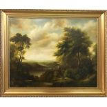 A gilt framed 20th century oil on board landscape signed Van Mayer, framed size 58 x 48cm.