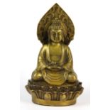 A gilt bronze figure of the seated Buddha, H. 14cm.