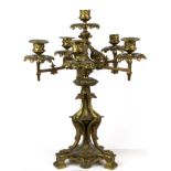 A heavy 19th century bronze five branch candelabra, H. 44cm.