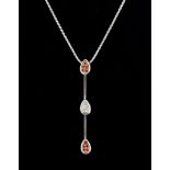 A Chimento 18ct white gold necklace set with rubies and diamonds, L. 4.5cm.