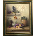 Robert Chailloux, French (1913 - 2006) A framed still life oil on canvas, framed size 77 x 89cm.
