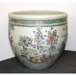 A superb large early to mid 20th century Chinese hand enamelled porcelain planter or fish bowl, Dia.