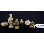 A small group of 19th and early 20th Century Chinese Buddhist items, largest figure H. 5cm.