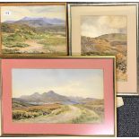 Charles John Adams, British (1859 - 1931) three framed watercolours of mountain scenes, largest