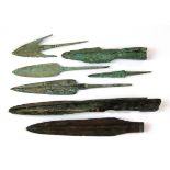 Antiquities Interest. A group of mixed early bronze arrow heads. Longest 16cm.