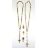 Two 19th Century carved bone rosary stanhopes and two additional crosses.