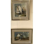 Two framed watercolours of mill scenes, framed size 54 x 41cm.