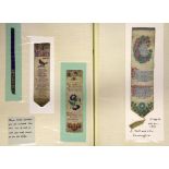 An extensive album of Stevengraph silk bookmarks and advertising bookmarks.