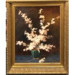 Stephan Kip (Dutch, born Indonesia. 1914 - 1981), large gilt framed oil on canvas of cherry blossom,