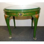 A 1930's chinoiserie decorated coffee table, Dia. 60cm H. 46cm.