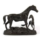 A bronze figure of a mare and foal, H. 19cm.