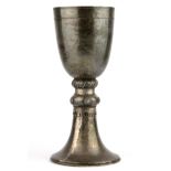 A hallmarked silver chalice, H. 18cm.