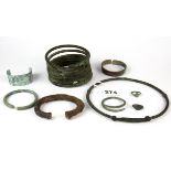 Antiquities interest. A group of bronze and iron jewellery items.