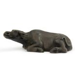 A Chinese hallmarked silver model of a water buffalo, L. 8cm.
