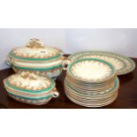 An early 20th century Royal Worcester part dinner service two meat plates, eight dinner plates,