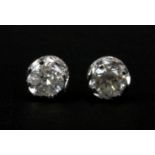 A pair of 18ct white gold (stamped 18k) brilliant cut diamond set stud earrings, approx. 1.5ct